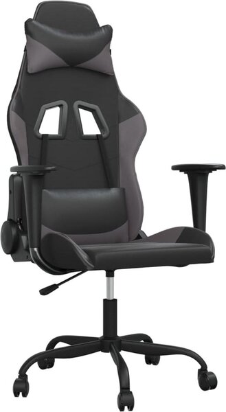 VidaXL Sedia da gioco in Pelle finta nera e grigia