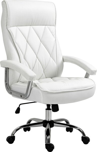 Sedia da ufficio Fortuna Lai in Pelle finta, sedia da scrivania ergonomica, sedia girevole con funzione oscillante, regolabile in altezza, bianca