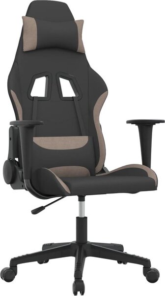 VidaXL Sedia da gioco con funzione massaggio in tessuto nero e taupe
