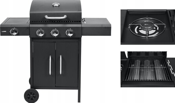 Grill a gas 6kW, 3+1 bruciatori, acciaio 106 × 52,8 × 101,6 cm