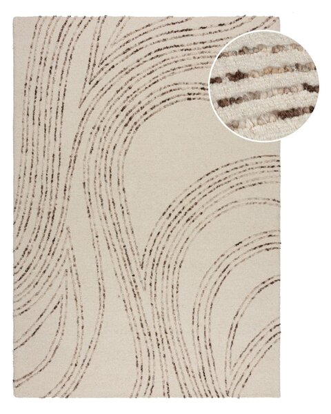 Tappeto marrone/color crema in lana 160x230 cm Abstract Swirl – Flair Rugs
