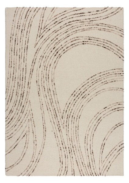 Tappeto marrone/color crema in lana 160x230 cm Abstract Swirl – Flair Rugs