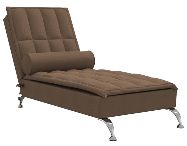 Chaise longue da massaggio con bolster in tessuto marrone
