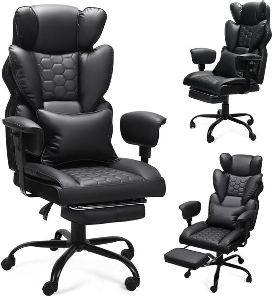Bettizia sedia da gioco con poggiapiedi Sedia ergonomica per ufficio con supporto lombare regolabile 150 kg di portata 135° di inclinazione dello schienale Sedia per PC per ufficio e giochi