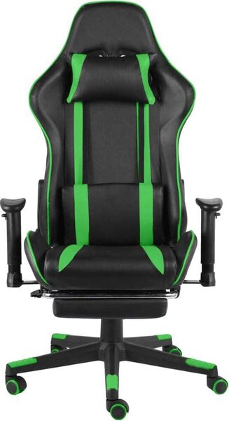 Sedia da gioco con poggiapiedi girevole PVC verde