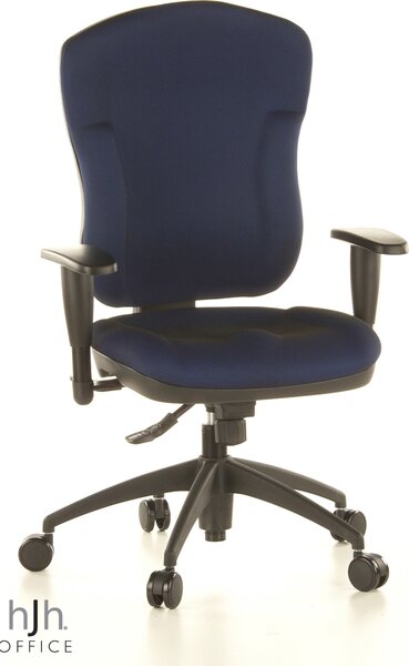 Topstar sedia professionale per ufficio WELLPOINT 30 K2 Sedia da scrivania ergonomica con braccioli (regolabile in altezza) in tessuto blu Sedia girevole per ufficio, casa