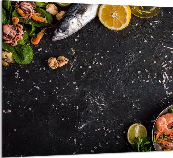 PIATTO IN VETRO PER CUCINA 65x60 Pesce