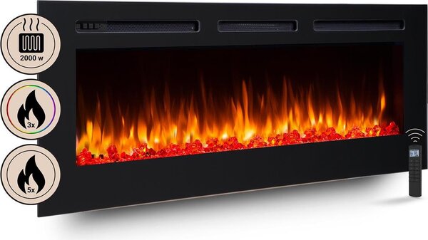 Caminetto elettrico da incasso BALDERIA Fiamma 60 – Potenza termica fino a 2000 W, nero