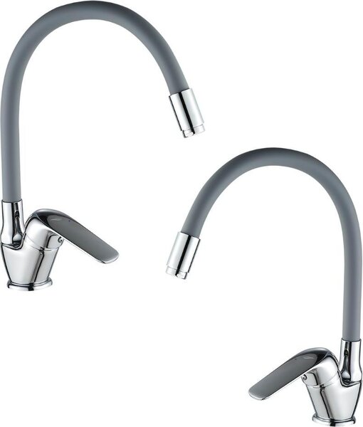 Rubinetto da lavello indipendente con bocca flessibile, rubinetto da cucina grigio