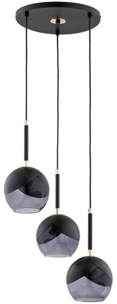 Lampadario a sospensione con filo MILTONA 3xE27/60W/230V nero/grigio