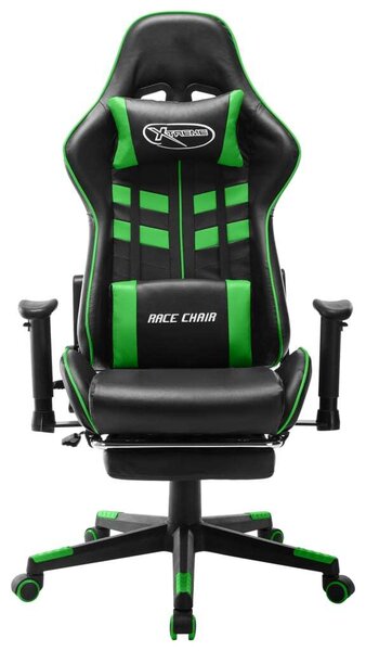 VidaXL Sedia da gioco con poggiapiedi in ecopelle nera e verde