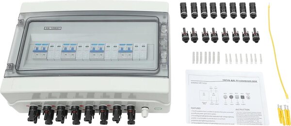 Scatola combinata solare, 4 ingressi 4 uscite, compatibilità 1000 VDC, 40A