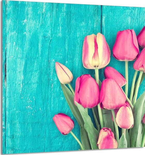 PIATTO IN VETRO PER CUCINA 60x65 Tulipani