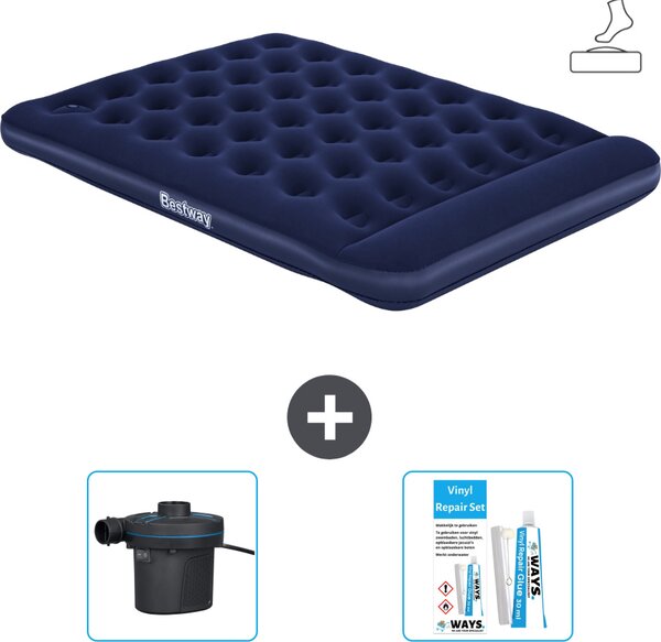 Materasso gonfiabile Bestway - 2 persone - 152 x 203 x 28 cm - Blu - Accessori inclusi