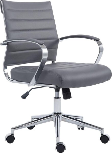 Sedia ergonomica da ufficio, sedia da ufficio - Comfort regolabile, struttura cromata | Materiale: Pelle finta. Colore: grigio