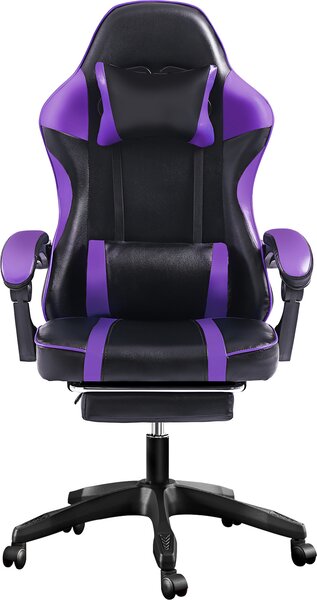 AIORBER Sedia da gioco, Girevole a 360°, Spina lombare regolabile, Morbida e confortevole, Ergonomica, Sedia da ufficio, Per camera da letto, Ufficio, 65x65x123cm, Viola