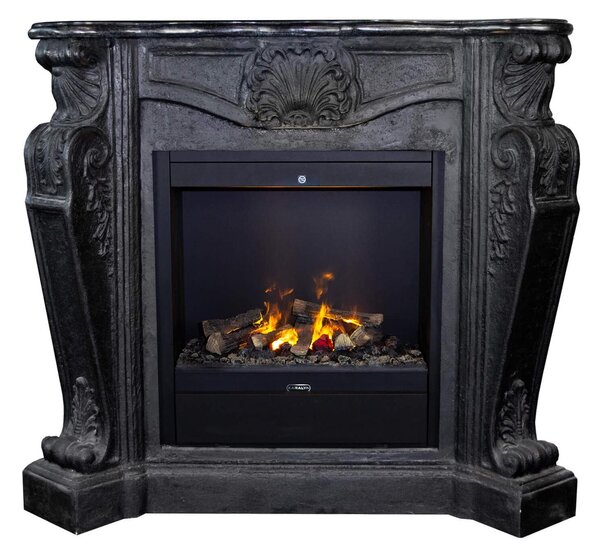 Caminetto a vapore acqueo Xaralyn - Louis EAL-B - pietra naturale nera - riscaldatore da 1500 watt - con telecomando - caminetto elettrico Opti-Myst - caminetto da incasso incluso - caminetto decorativo