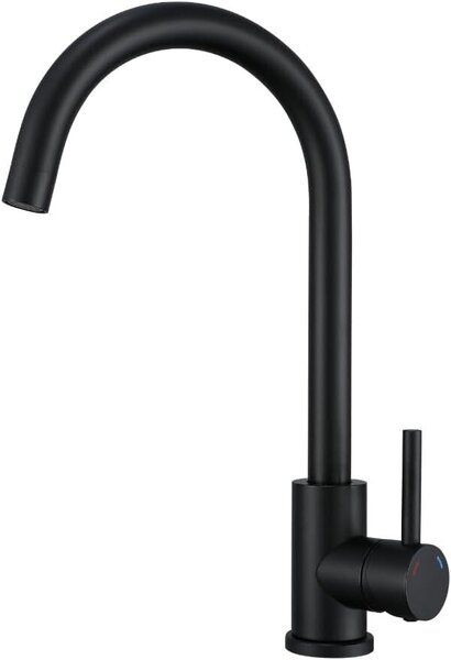 Rubinetto da cucina VBChome nero opaco effetto granito girevole a 360° – Miscelatore monocomando per lavello, rubinetto moderno per lavello