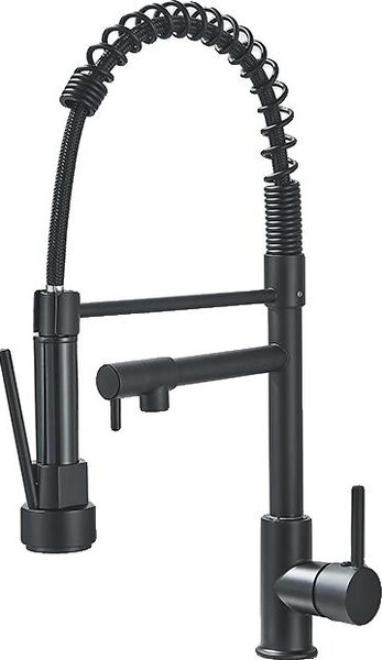 Rubinetto da cucina, ugello spray estraibile, acciaio inossidabile, nero opaco