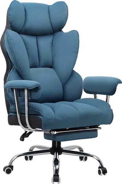 COMHOMA sedia da ufficio sedia da gioco, sedia da gamer, sedia da ufficio ergonomica in tessuto con poggiapiedi, regolabile in altezza, sedia da scrivania, sedia direzionale, tessuto blu