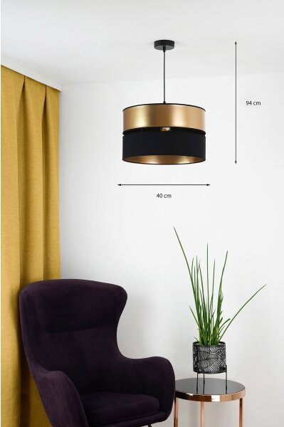 Brilagi - Lampadario a sospensione con filo ROYAL 1xE27/15W/230V diametro 40 cm nero/oro