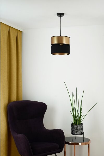 Brilagi - Lampadario a sospensione con filo ROYAL 1xE27/15W/230V diametro 25 cm nero/oro
