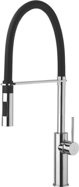 Paffoni Light - Miscelatore per lavello con braccio flessibile, cromo/nero opaco LIG179CRNO