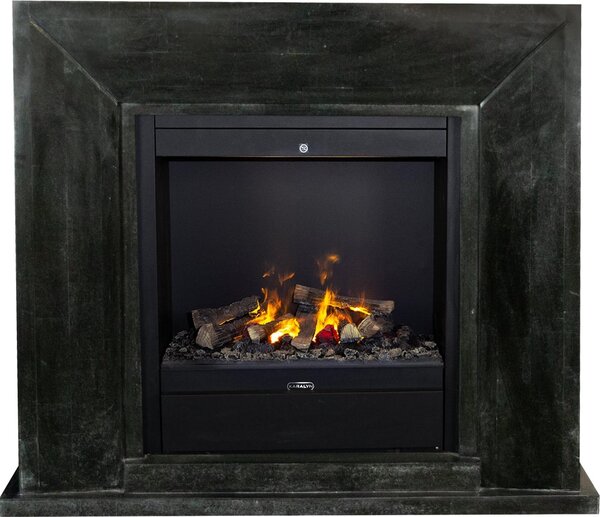 Caminetto a vapore acqueo Xaralyn -Nero EAL-SBP - pietra naturale lucida nera - riscaldamento 1500 Watt - con telecomando - caminetto elettrico Opti-Myst - caminetto da incasso incluso - caminetto decorativo