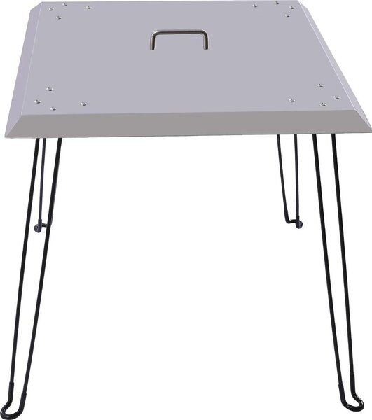 Scudo termico per focolare esterno - Deflettore di calore/paravento - Acciaio inossidabile - 61×61×61 cm - Dirige il calore verso il basso e verso l'esterno - Maniglia per il trasporto - Grigio chiaro