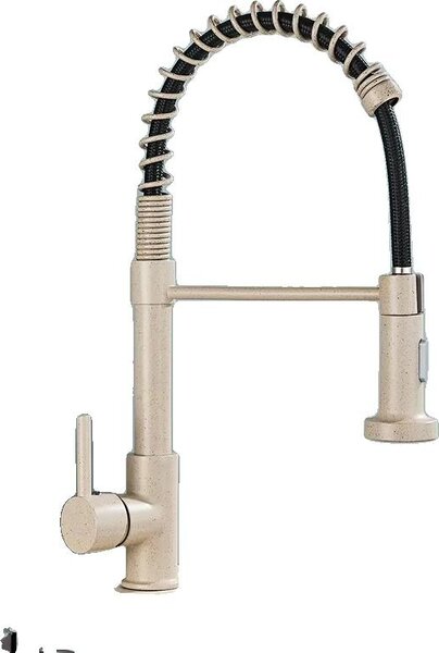 Rubinetto da cucina, doccetta estraibile, montaggio a parete, beige C