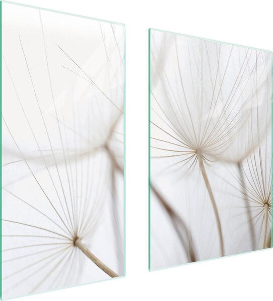Piastre copri fornelli 2 pezzi 75x52 Copri piano cottura in Vetroceramica tagliere in vetro dandelion beige