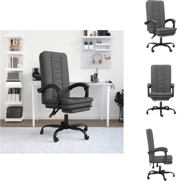 VidaXL Sedia da ufficio con funzione reclinabile in tessuto grigio scuro - Sedie da ufficio