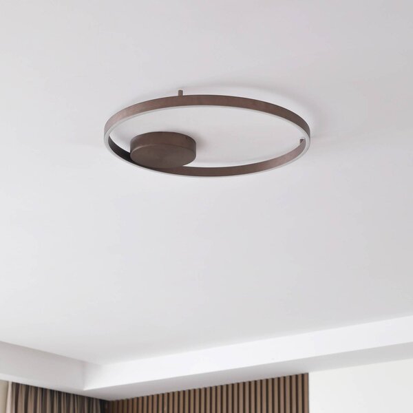 Plafoniera smart Moise Lucande, dimmerabile, Marrone / Ruggine, Soggiorno / Sala da pranzo, Alluminio, Moderno