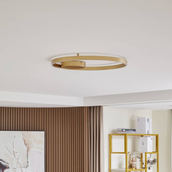 Plafoniera smart Moise Lucande, dimmerabile, Ottone / Oro, Soggiorno / Sala da pranzo, Alluminio, Moderno