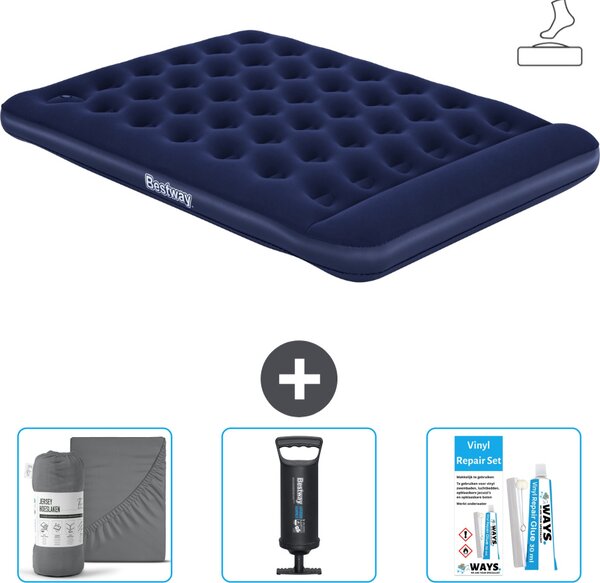 Materasso gonfiabile Bestway - 2 persone - 152 x 203 x 28 cm - Blu - Accessori inclusi