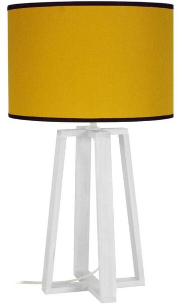 Lampade d’ufficio Tosel lampada da comodino tondo legno bianco e giallo