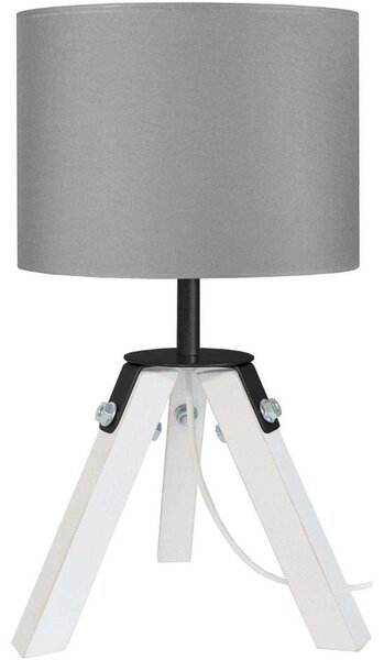 Lampade d’ufficio Tosel lampada da comodino tondo legno bianco e grigio