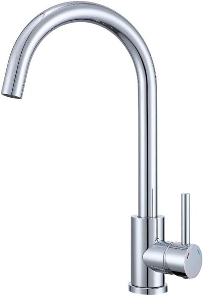 Rubinetto da cucina VBChome Acciaio inossidabile cromato Effetto granito Ruotabile a 360° – Miscelatore monocomando per lavello, rubinetto moderno per lavello