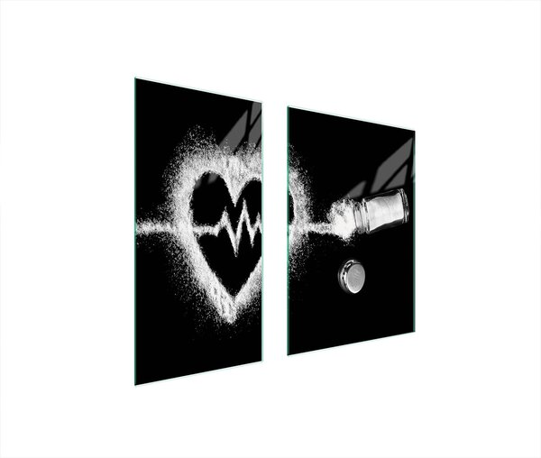Piastre copri fornelli 2 pezzi 75x52 Copri piano cottura in Vetroceramica tagliere in vetro cuore nero
