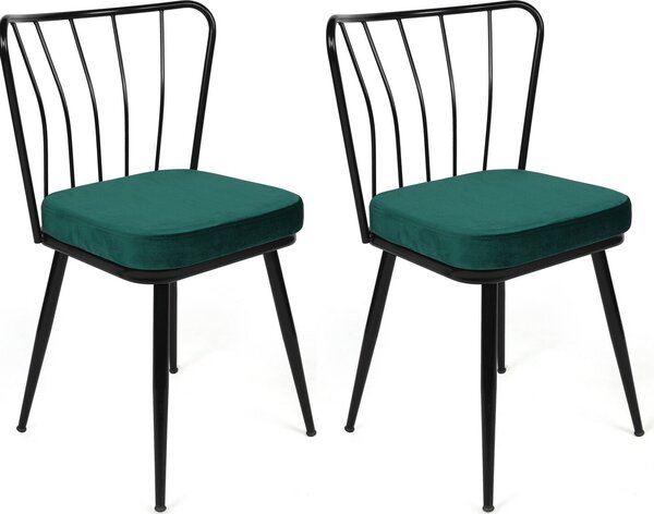 Skye Decor, Yıldız-951 V2, Set di sedie (2 pezzi), Verde, 100% METALLO, 43 x 42 x 82 cm