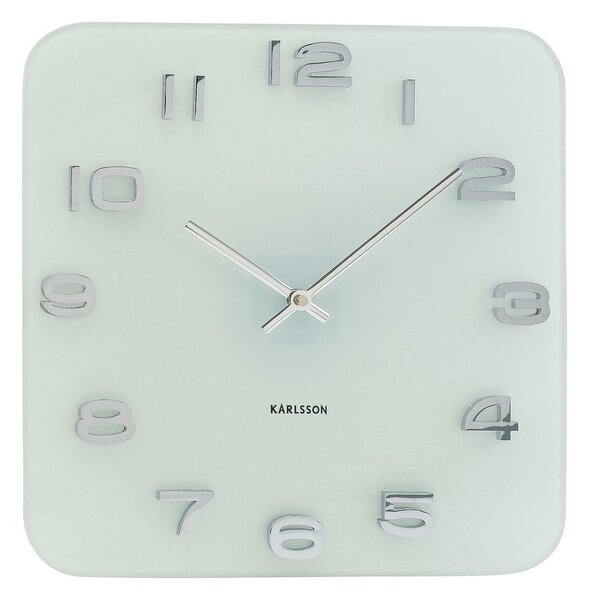 Orologio in vetro bianco Present Time Vintage - Karlsson