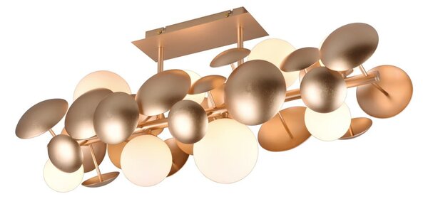 Lampada da soffitto con paralume in vetro bianco-dorato 76x22 cm Bubble - Trio Select