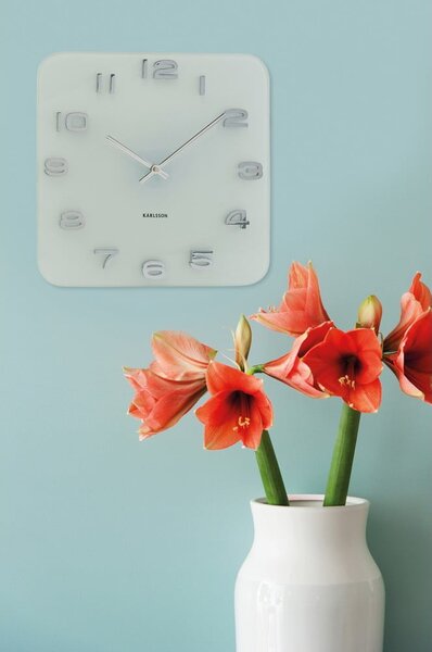Orologio in vetro bianco Present Time Vintage - Karlsson