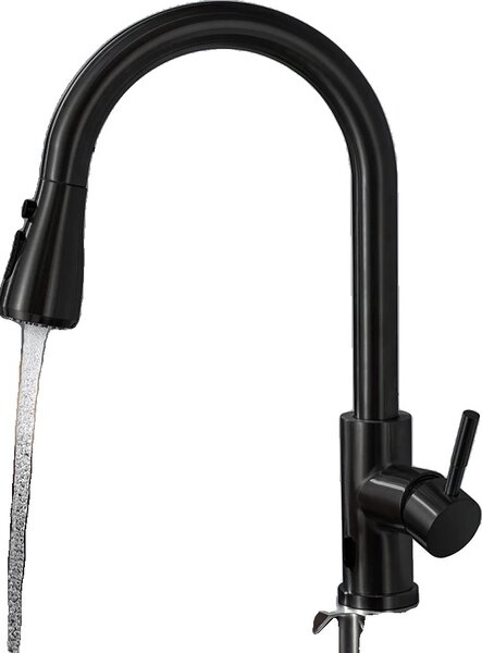 Rubinetto da cucina touchless, funzione estraibile, acciaio inox resistente, hwx-nero