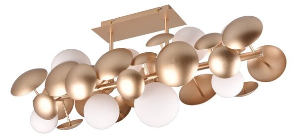 Lampada da soffitto con paralume in vetro bianco-dorato 76x22 cm Bubble - Trio Select