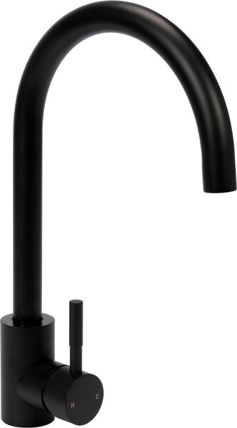 Rubinetto da cucina Steely, nero 26 cm, rubinetto acqua, rubinetto lavello, miscelatore