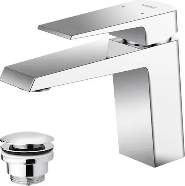 Miscelatore per lavabo con tappo a click-clack, cromo, SETTE CROMO
