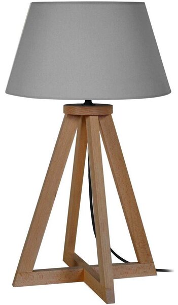 Lampade d’ufficio Tosel lampada da comodino tondo legno scuro e grigio