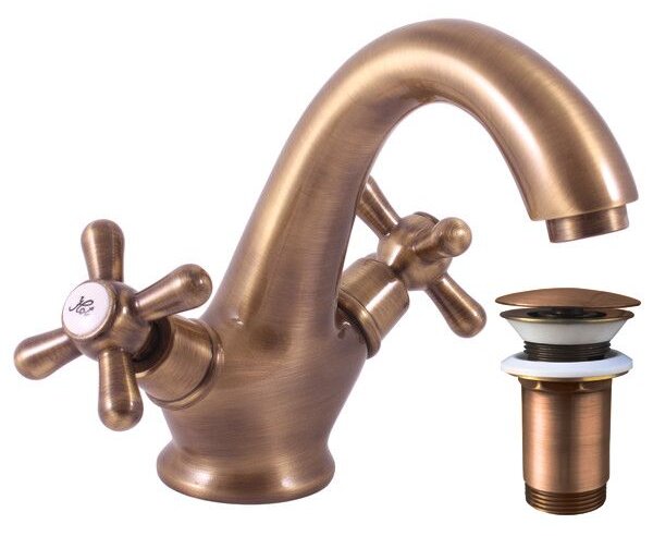 Slezák-RAV Miscelatore per lavabo Slezák RAV Morava Retro MK129SM Colore: ottone vecchio, Dimensione: 1/2''