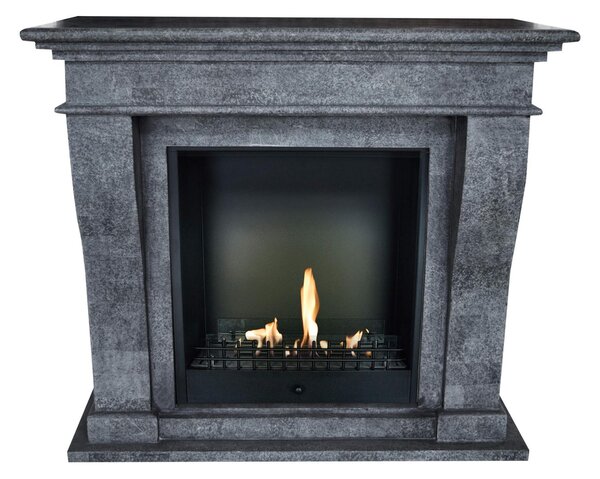 Caminetto a etanolo Xaralyn - Kreta BCL-SBU - pietra naturale nera - riscaldamento a 3 kW - caminetto da incasso incluso - caminetto decorativo
